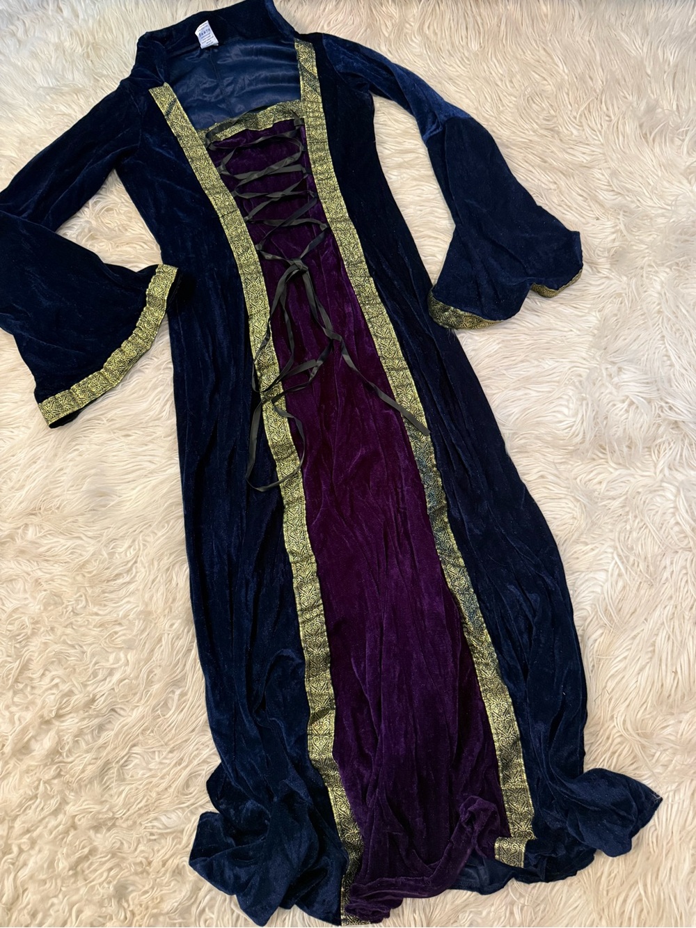 Women’s Velvet Renaissance Maxi Dress with Gold Trim costume (C6)